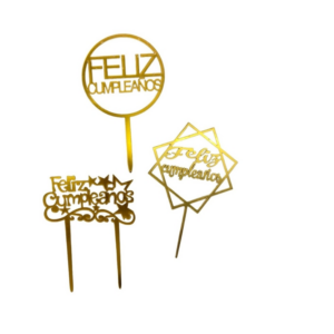 Topper Feliz cumpleaños de acrílico