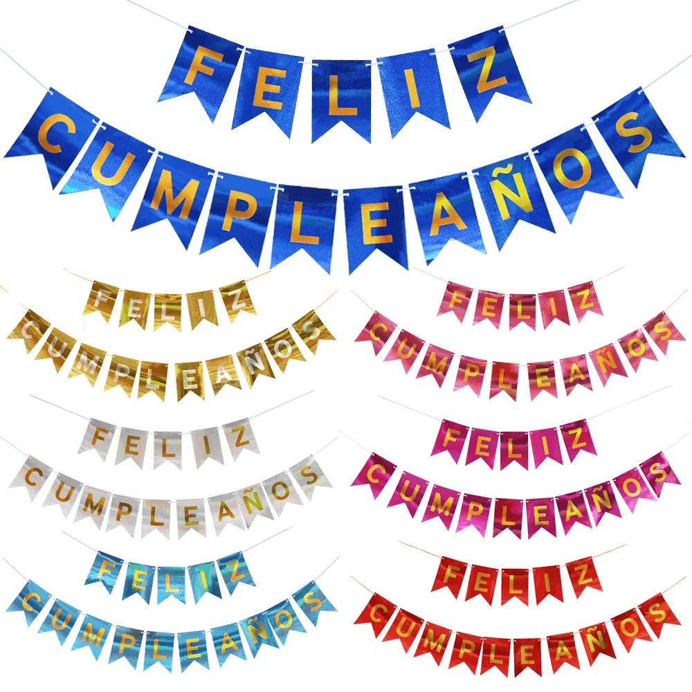 Banderín Feliz cumpleaños Espejado