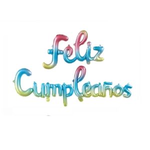 GLOBO METALIZADO SET FELIZ CUMPLEAÑOS CURSIVA