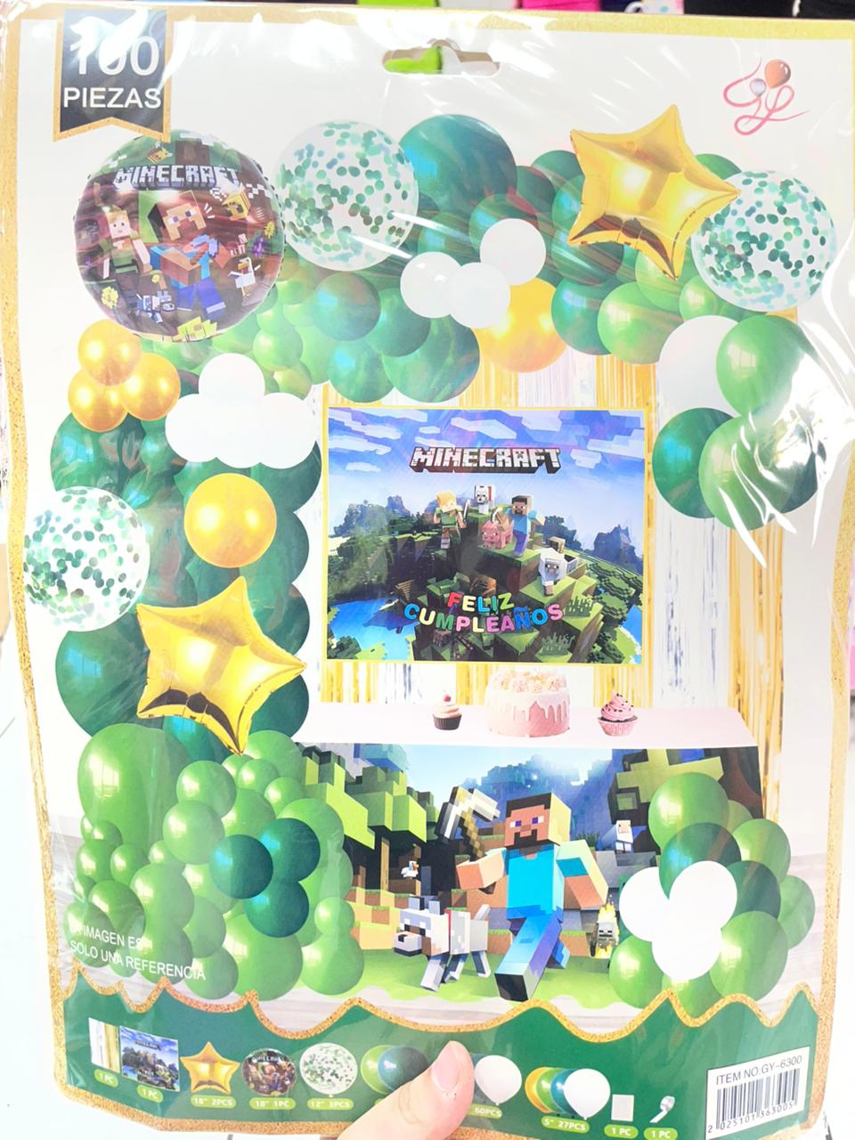 Set decoración kit cumpleaños Minecraf Futbol - Imagen 2