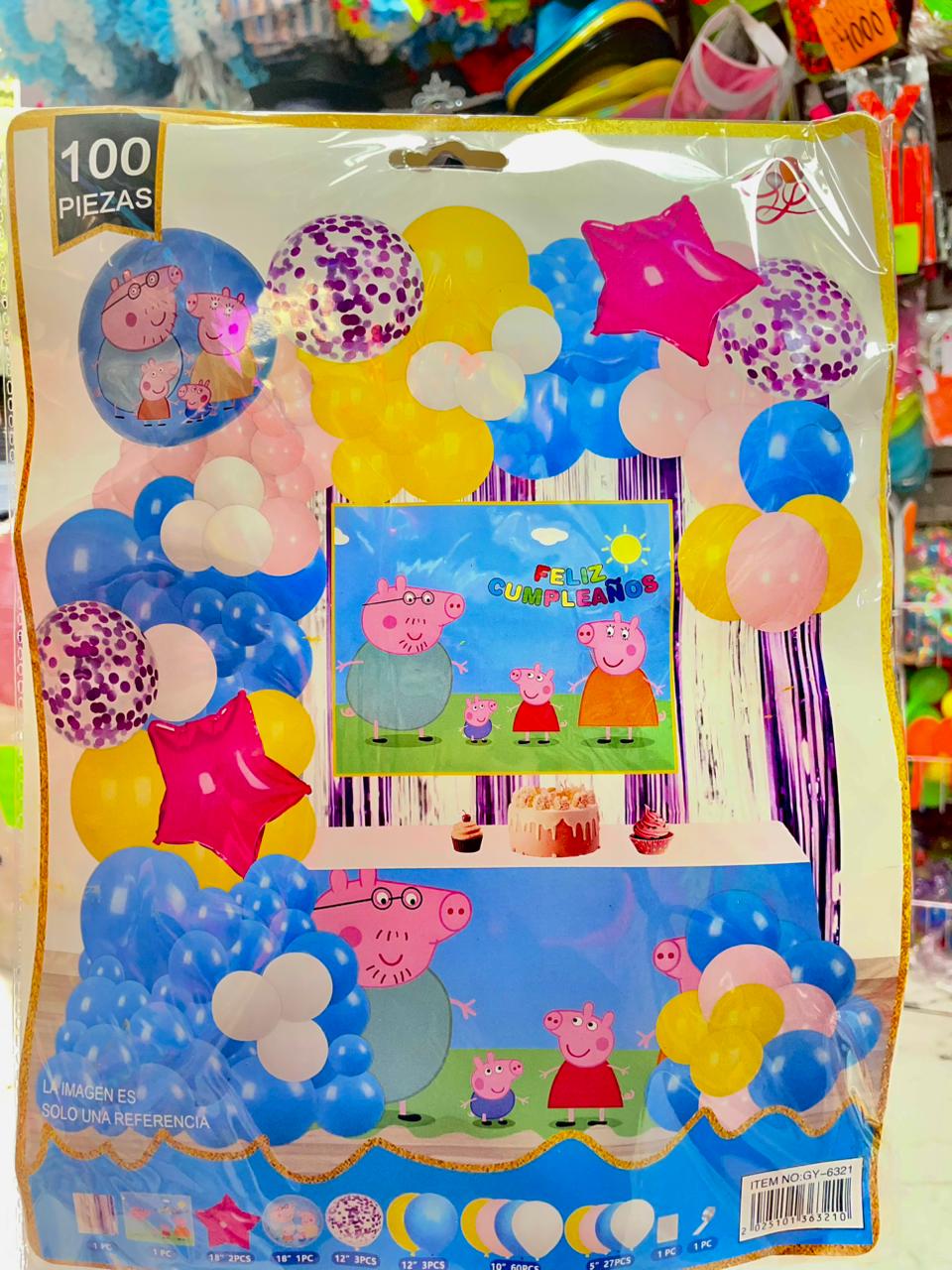 Set decoración kit cumpleaños Pepa Pig Helados