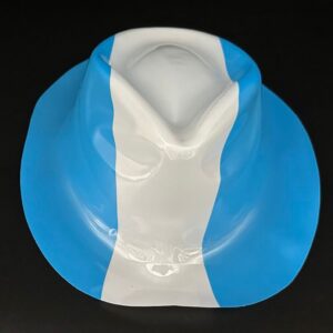 Gorro Plastico Tanguero Celeste y Blanco x12u
