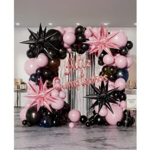 Set decoración kit cumpleaños Rosa Negro Estrellas